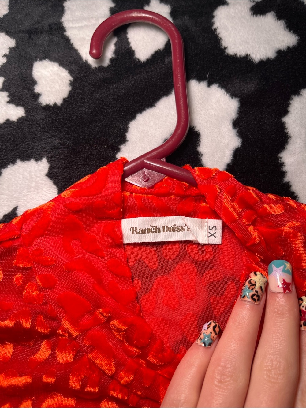 Red Long-Sleeve Animal Print Top - Picture 3 of 3
